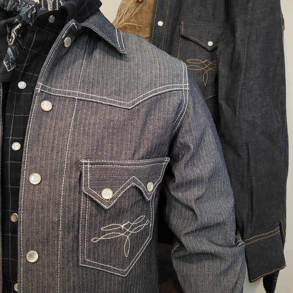 Jack of Diamonds- Men's Indigo Herringbone Denim Jacket - Dixon Rand