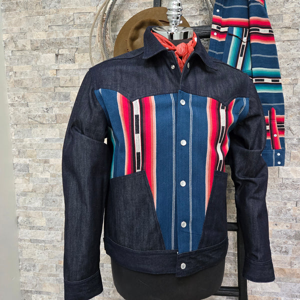 The Maverick- Men's Denim/Blue Serape Jacket - Dixon Rand