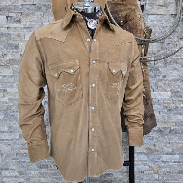 The Highwayman- Long Sleeve Desert Sand Corduroy Western Shirt