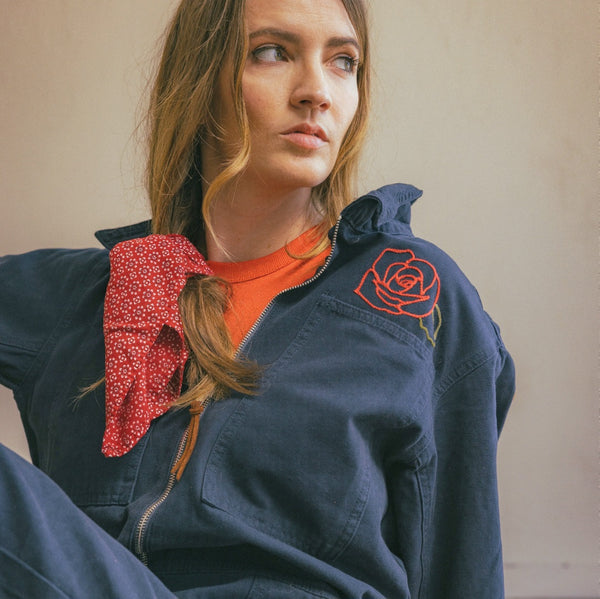 Coverall- Chainstitched Roses (sz.M) - Dixon Rand