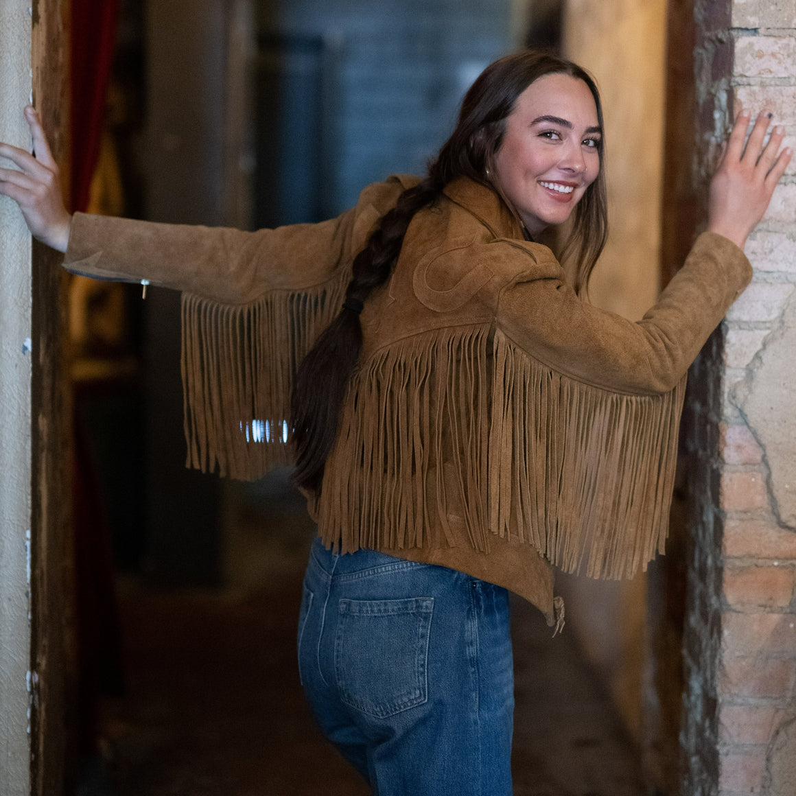 Jacket- Women's Fringed Suede Biker