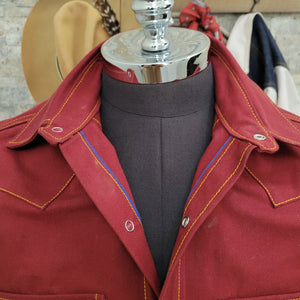 The Rambler- Men's Bootstitched Deep Red Selvedge Denim Western Shirt