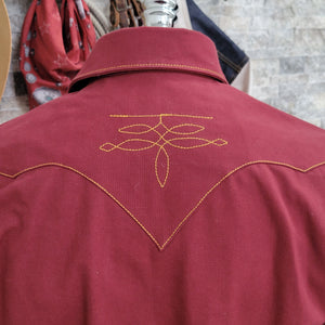 The Rambler- Men's Bootstitched Deep Red Selvedge Denim Western Shirt