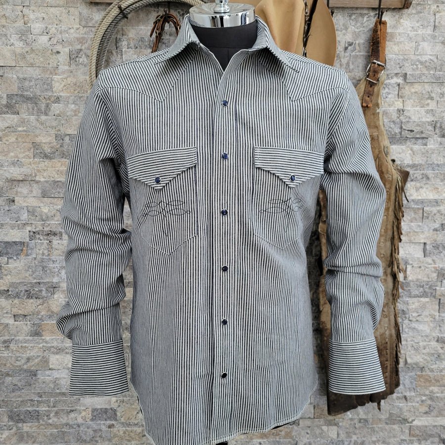 The Rambler- Men's Selvedge Stripe Western Shirt