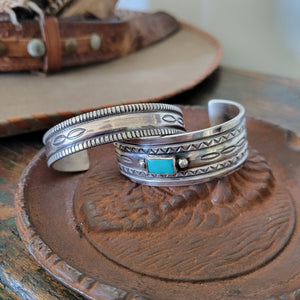 Cuff- Classic Hand Crafted Sterling with Turquoise