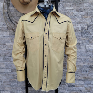 The Roper- Men's Mustard Piped Western Shirt