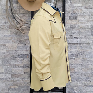 The Roper- Men's Mustard Piped Western Shirt