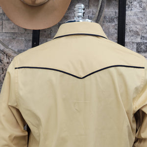 The Roper- Men's Mustard Piped Western Shirt