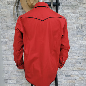 The Roper- Men's Chile Red Piped Western Shirt