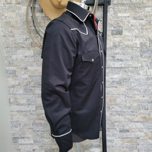 The Roper- Men's Black Piped Western Shirt