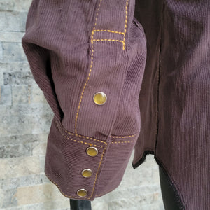 The Highwayman- Men's Long Sleeve Espresso Corduroy Western Shirt