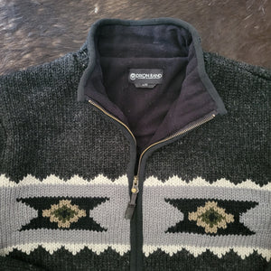 Sweater- Men's Handknit Santa Fe Cardigan (Black)