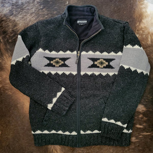 Sweater- Men's Handknit Santa Fe Cardigan (Black)
