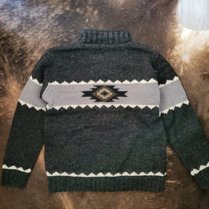 Sweater- Men's Handknit Santa Fe Cardigan (Black)