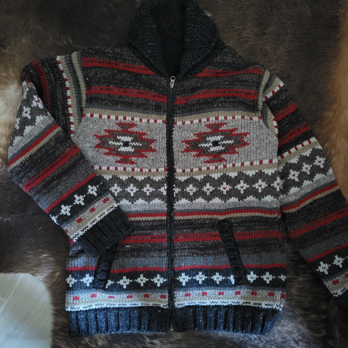 Sweater- Men's Handknit Chimayo Cardigan (Black)