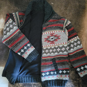 Sweater- Men's Handknit Chimayo Cardigan (Black)