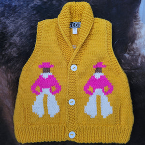 Vest- Handknit Cowboy Swing Vest (Golden)