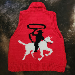 Vest- Handknit Cowboy Swing Vest (Red)