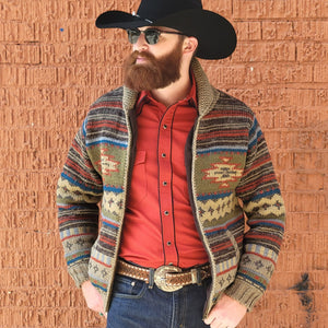 Sweater- Men's Handknit Chimayo Cardigan (Sage)