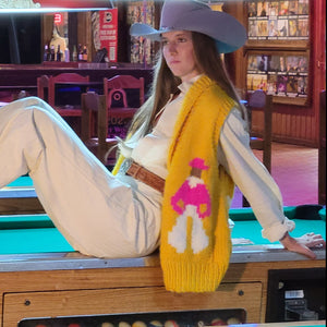 Vest- Handknit Cowboy Swing Vest (Golden)