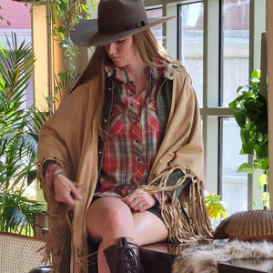 Shawl- Suede Knotted Fringe