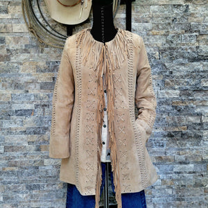 Jacket- Women's Vintage inspired fringed Lambsuede