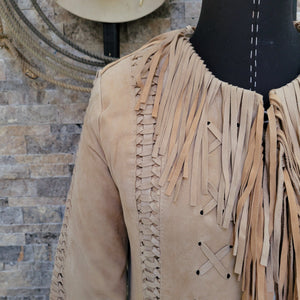 Jacket- Women's Vintage inspired fringed Lambsuede