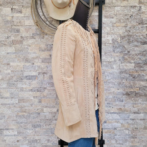 Jacket- Women's Vintage inspired fringed Lambsuede