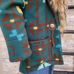Jacket- Women's Turq Blanket with removable collar
