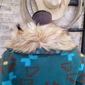 Jacket- Women's Turq Blanket with removable collar
