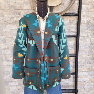 Jacket- Women's Turq Blanket with removable collar