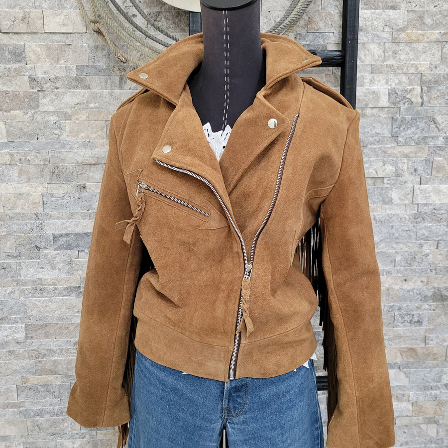 Jacket- Women's Fringed Suede Biker