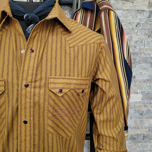 The Rambler- Men's Long Sleeve Vintage Stripe Western Shirt (Wheat)