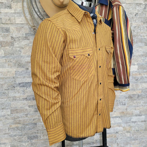 The Rambler- Men's Long Sleeve Vintage Stripe Western Shirt (Wheat)