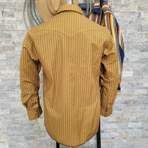 The Rambler- Men's Long Sleeve Vintage Stripe Western Shirt (Wheat)