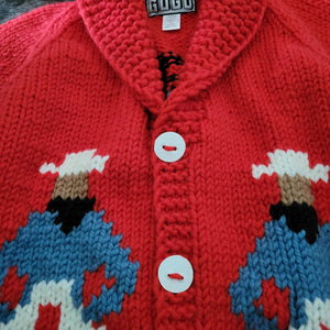 Cardigan- Handknit Cowboy Cardi (Red)