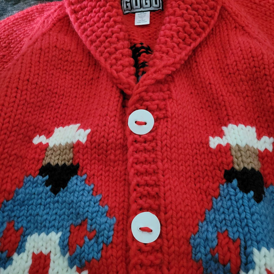 Cardigan- Handknit Cowboy Cardi (Red)