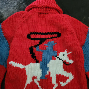 Cardigan- Handknit Cowboy Cardi (Red)