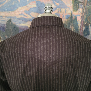 The Rambler- Men's Long Sleeve Vintage Stripe Western Shirt (Black)