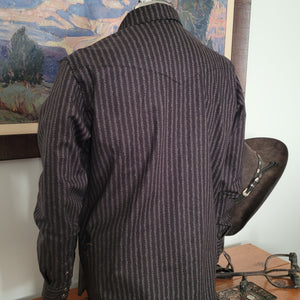 The Rambler- Men's Long Sleeve Vintage Stripe Western Shirt (Black)