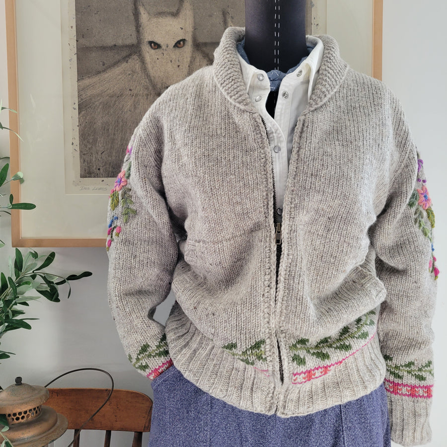 Sweater- Womens's Handknit Woodland Buck Cardigan
