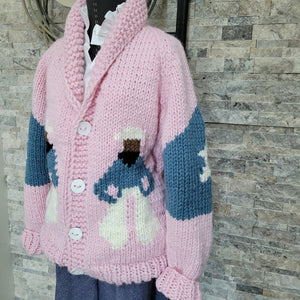 Cardigan- Handknit Cowboy Cardi (Bubblegum)