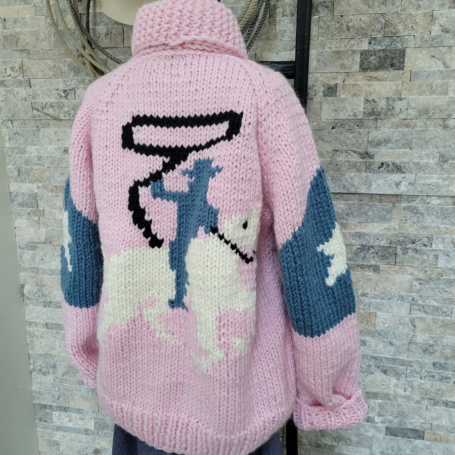 Cardigan- Handknit Cowboy Cardi (Bubblegum)