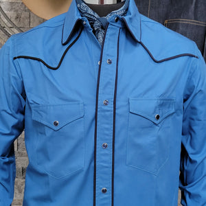The Roper- Men's Blue Jay Piped Western Shirt