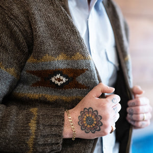 Sweater- Men's Handknit Santa Fe Cardigan (Dust)