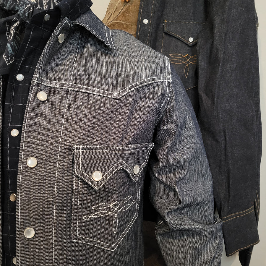 Jack of Diamonds- Men's Indigo Herringbone Denim Jacket