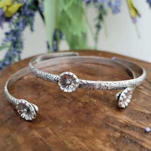 Cuff- Hand Crafted Sterling Cactus Flower (s/2)