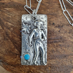 Pendant Necklace- Hand Crafted Sterling Gunfighter Charm