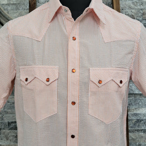 Sidekick- Men's Short Sleeve Seersucker Stripe Shirt (Orange)