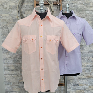 Sidekick- Men's Short Sleeve Seersucker Stripe Shirt (Orange)